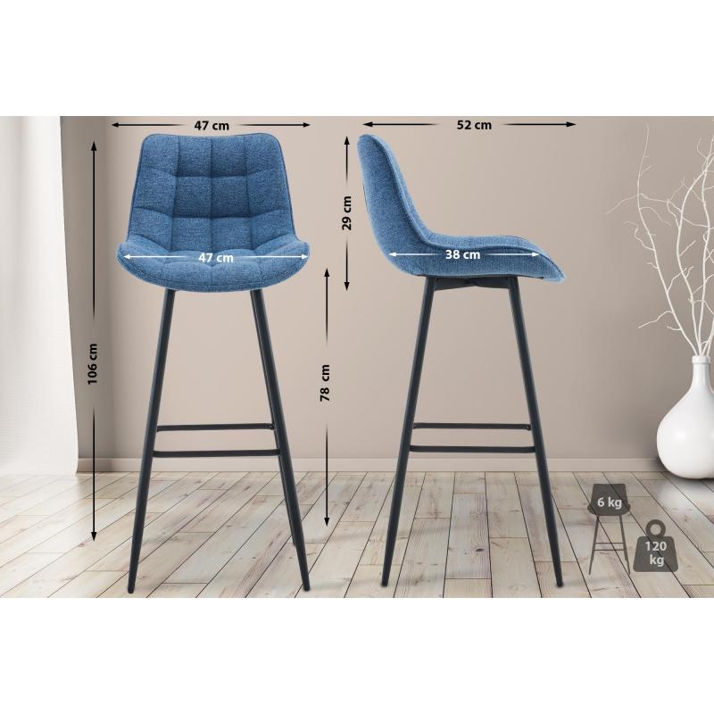 Barhocker HLO-CP250 Stoff ~ blau