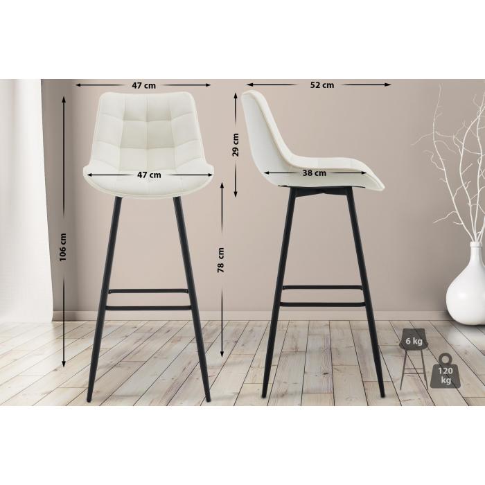 Barhocker HLO-CP249 Samt ~ creme