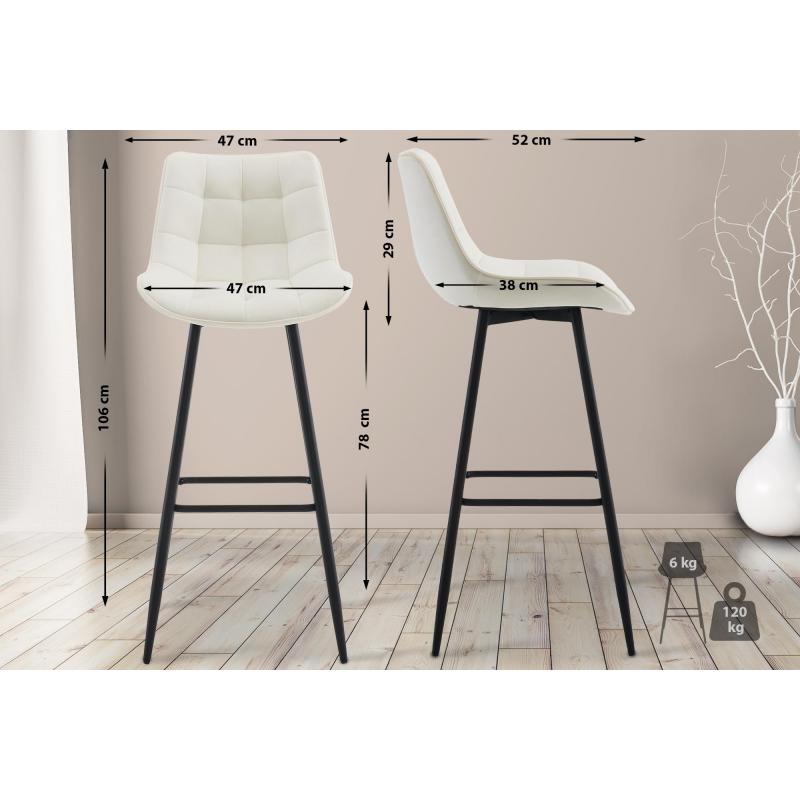 Barhocker HLO-CP249 Samt ~ creme