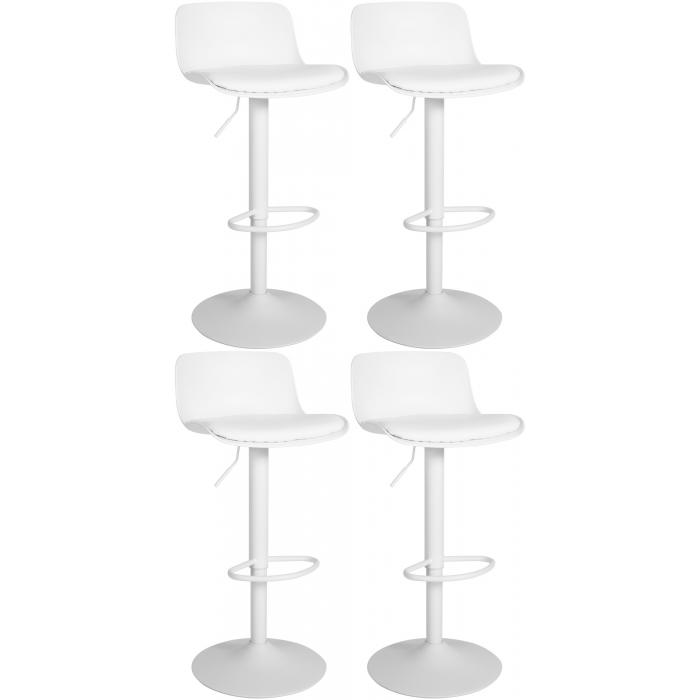 4er Set Barhocker HLO-CP222 Kunstleder ~ wei