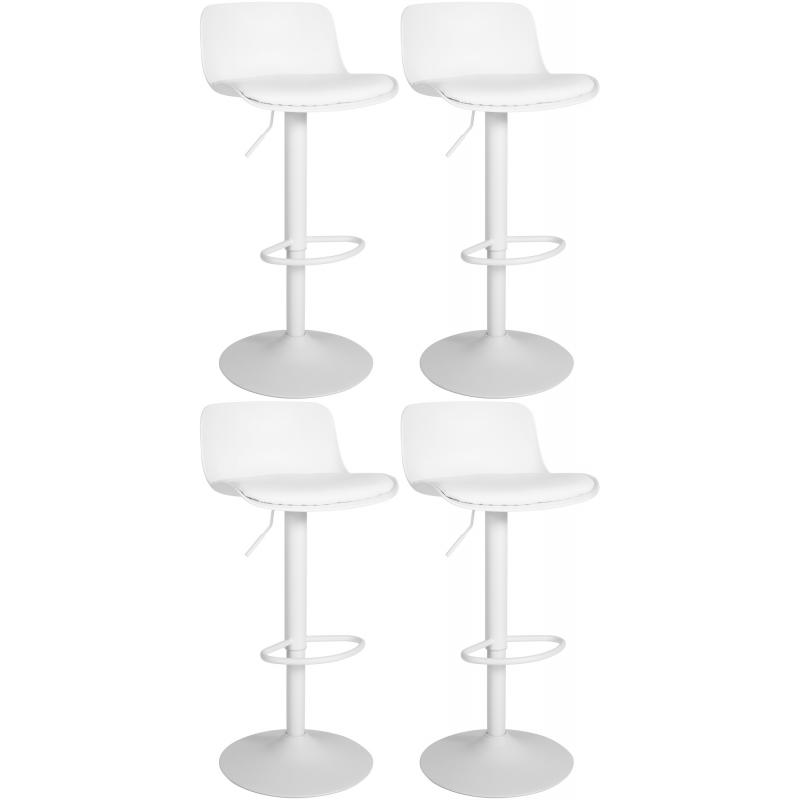 4er Set Barhocker HLO-CP222 Kunstleder ~ wei