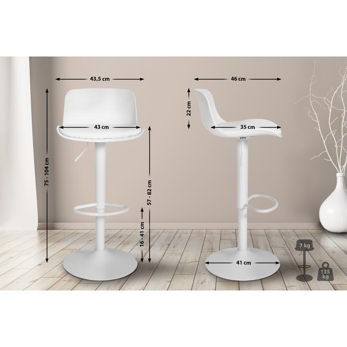 4er Set Barhocker HLO-CP222 Kunstleder ~ wei