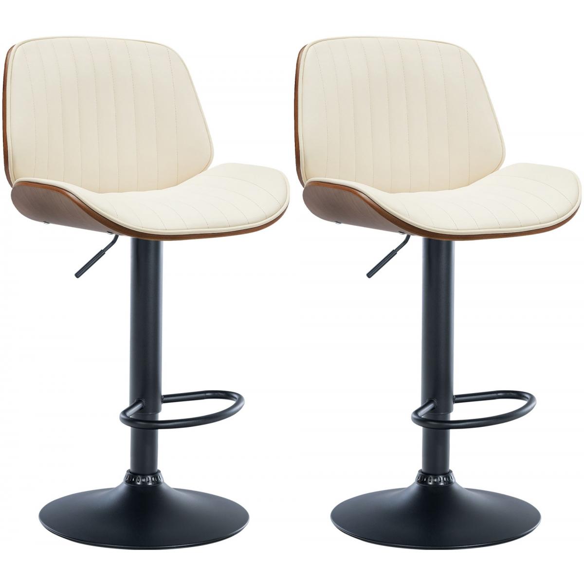 2er Set Barhocker HLO-CP285 Kunstleder ~ walnuss/creme