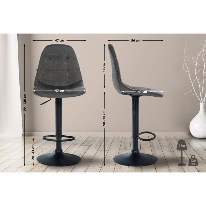 Barhocker HLO-CP317 Stoff B ~ dunkelgrau