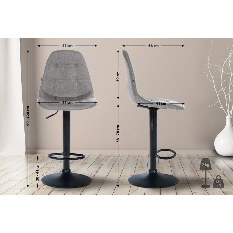 Barhocker HLO-CP317 Stoff B ~ grau