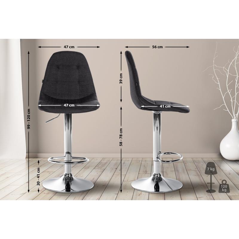 Barhocker HLO-CP317 Stoff C ~ schwarz