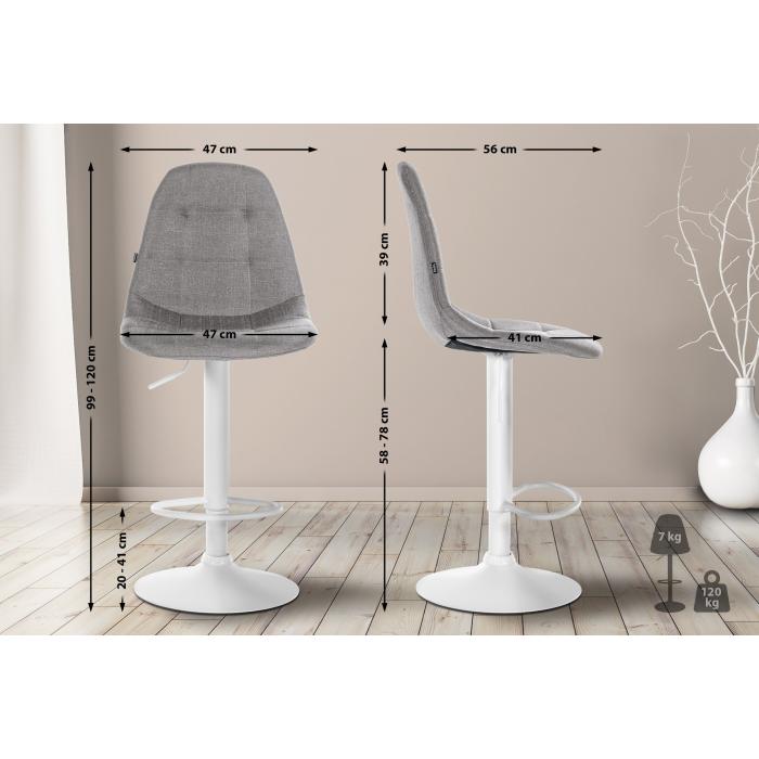 Barhocker HLO-CP317 Stoff W ~ grau