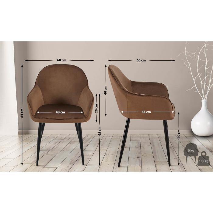 2er Set Esszimmerstuhl HLO-CP1 Samt ~ braun