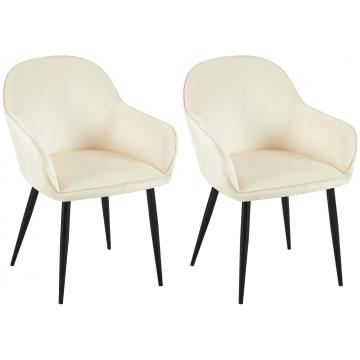 2er Set Esszimmerstuhl HLO-CP1 Samt ~ creme