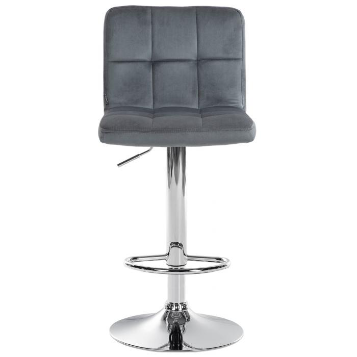 Barhocker HLO-CP289 Samt chrom ~ dunkelgrau