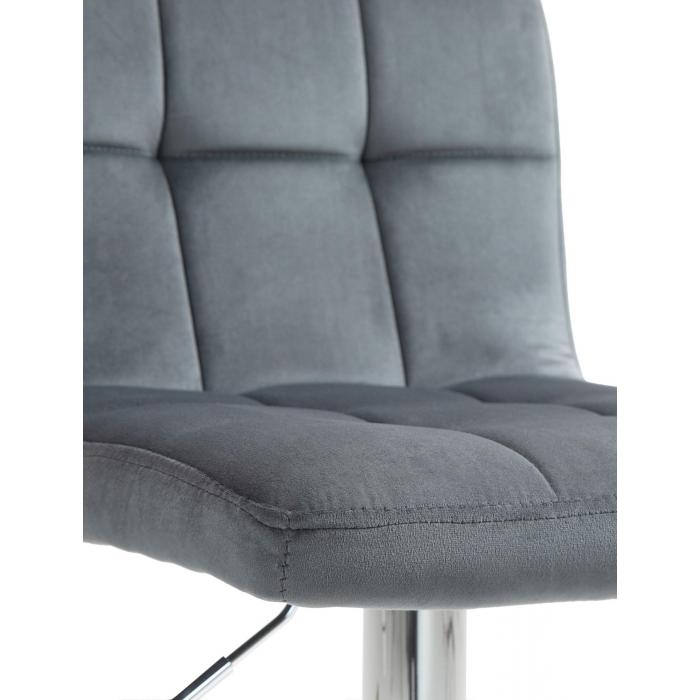 Barhocker HLO-CP289 Samt chrom ~ dunkelgrau