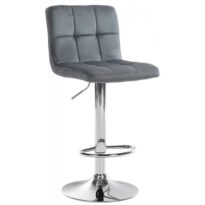 Barhocker HLO-CP289 Samt chrom ~ dunkelgrau
