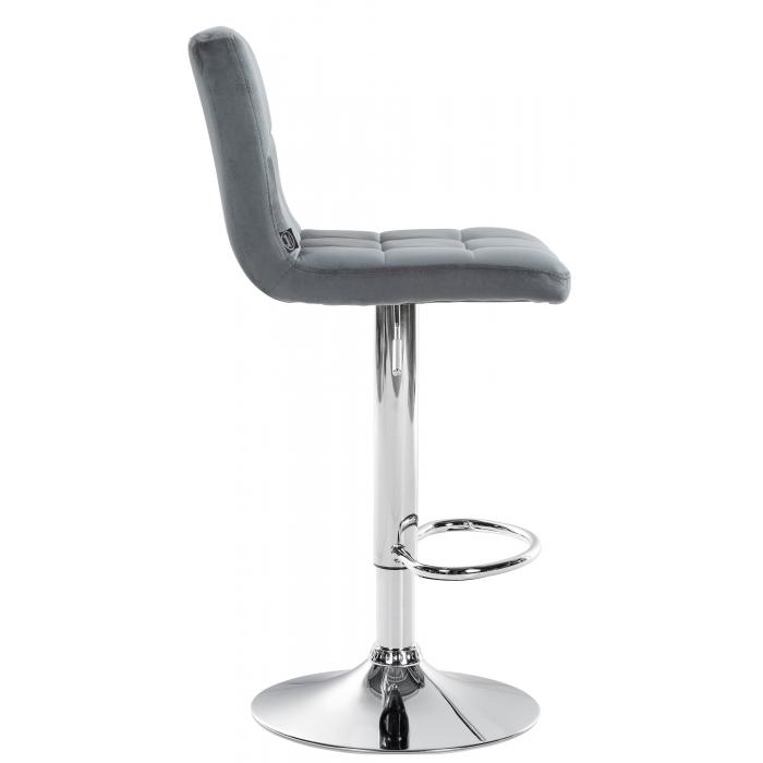 Barhocker HLO-CP289 Samt chrom ~ dunkelgrau