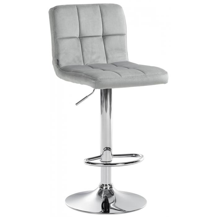 Barhocker HLO-CP289 Samt chrom ~ grau