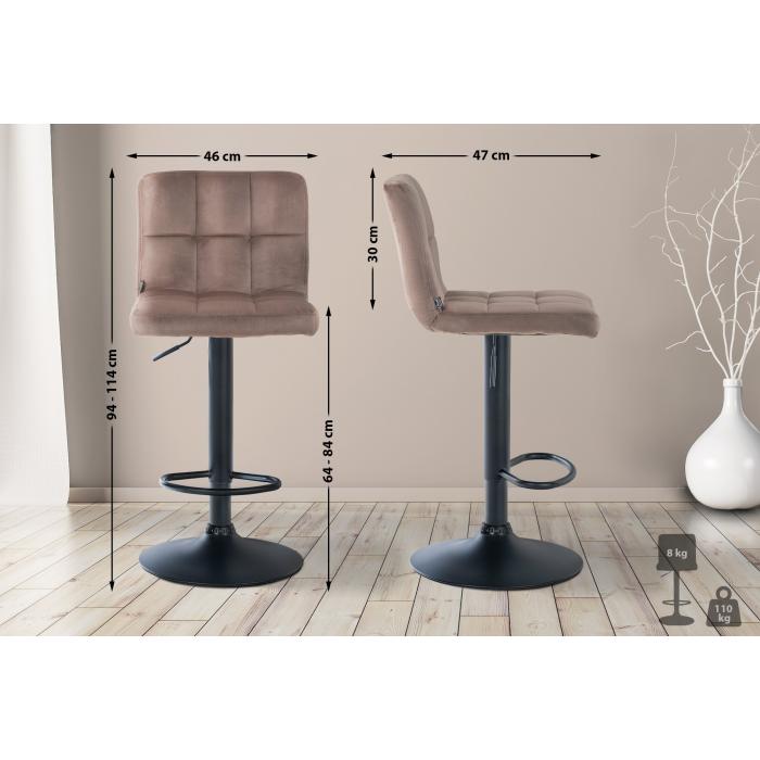 Barhocker HLO-CP289 Samt schwarz ~ braun