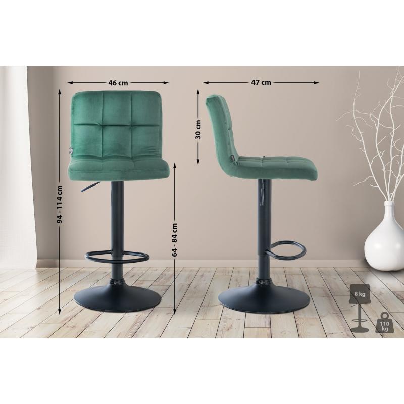 Barhocker HLO-CP289 Samt schwarz ~ grn