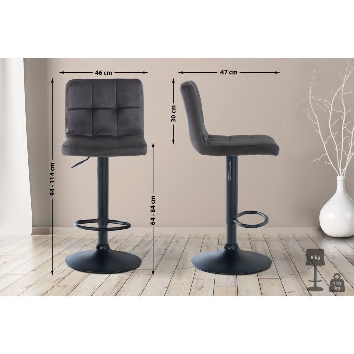 Barhocker HLO-CP289 Samt schwarz ~ schwarz