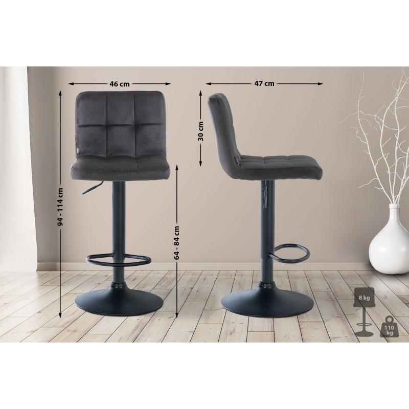 Barhocker HLO-CP289 Samt schwarz ~ schwarz