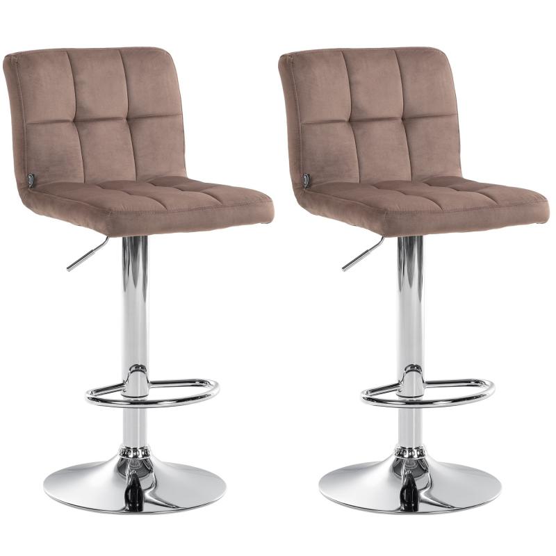 2er Set Barhocker HLO-CP289 Samt chrom ~ braun