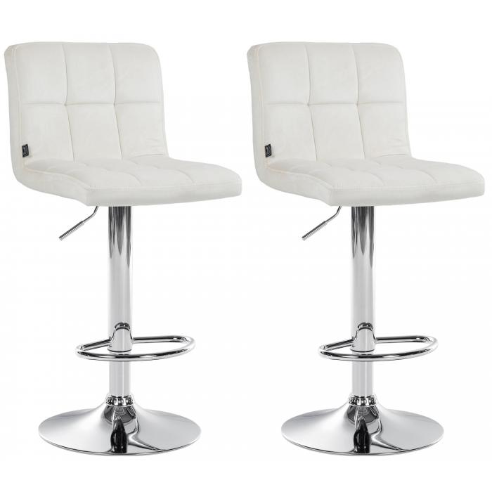 2er Set Barhocker HLO-CP289 Samt chrom ~ creme