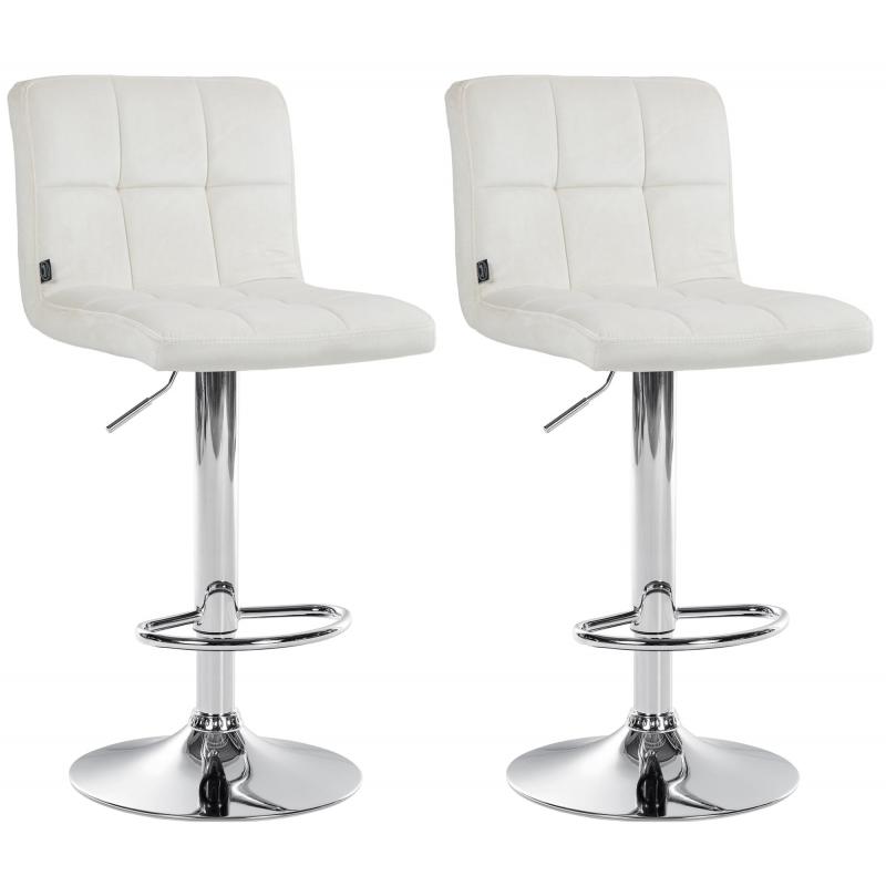 2er Set Barhocker HLO-CP289 Samt chrom ~ creme