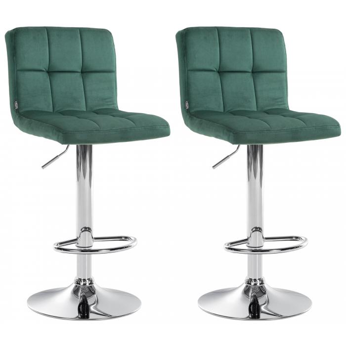 2er Set Barhocker HLO-CP289 Samt chrom ~ grn