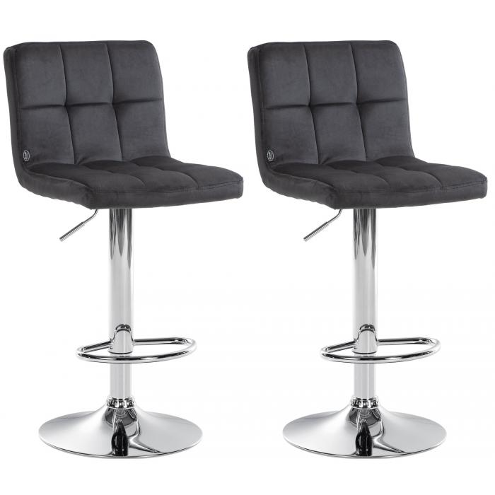 2er Set Barhocker HLO-CP289 Samt chrom ~ schwarz