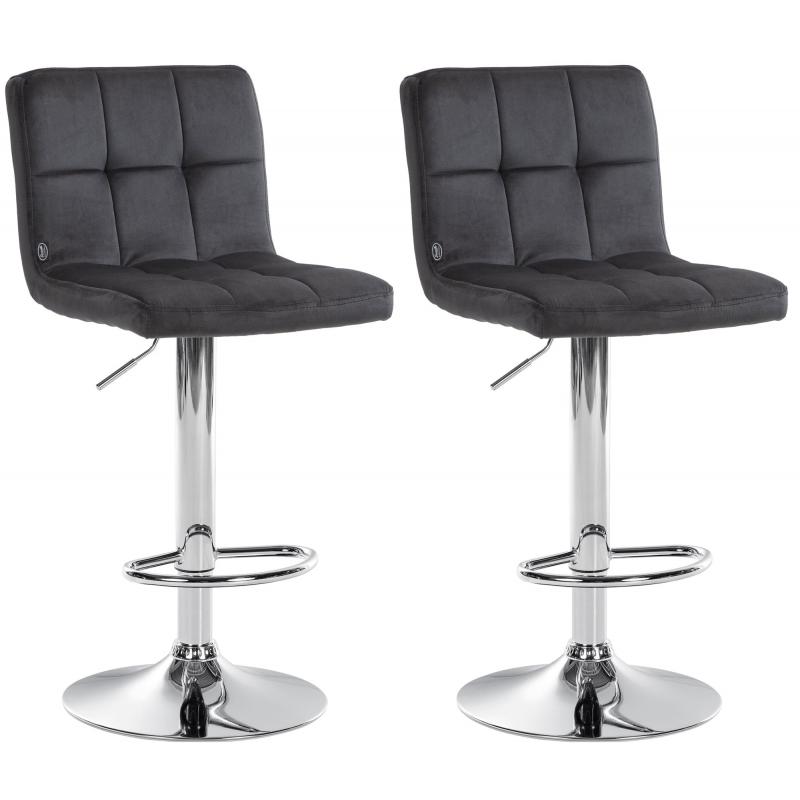 2er Set Barhocker HLO-CP289 Samt chrom ~ schwarz