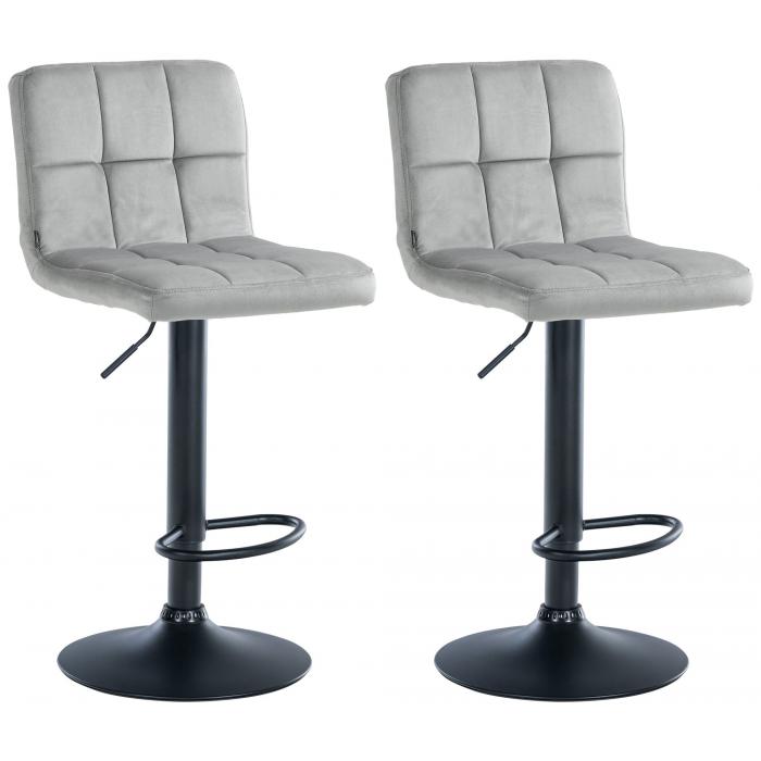 2er Set Barhocker HLO-CP289 Samt schwarz ~ grau