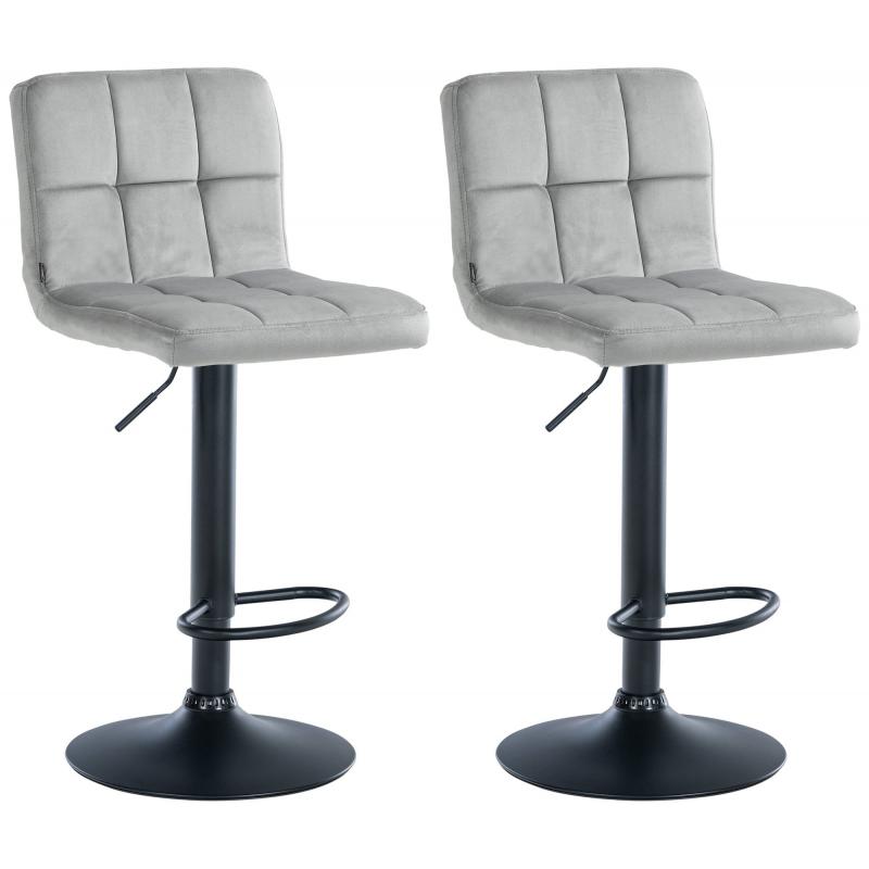 2er Set Barhocker HLO-CP289 Samt schwarz ~ grau