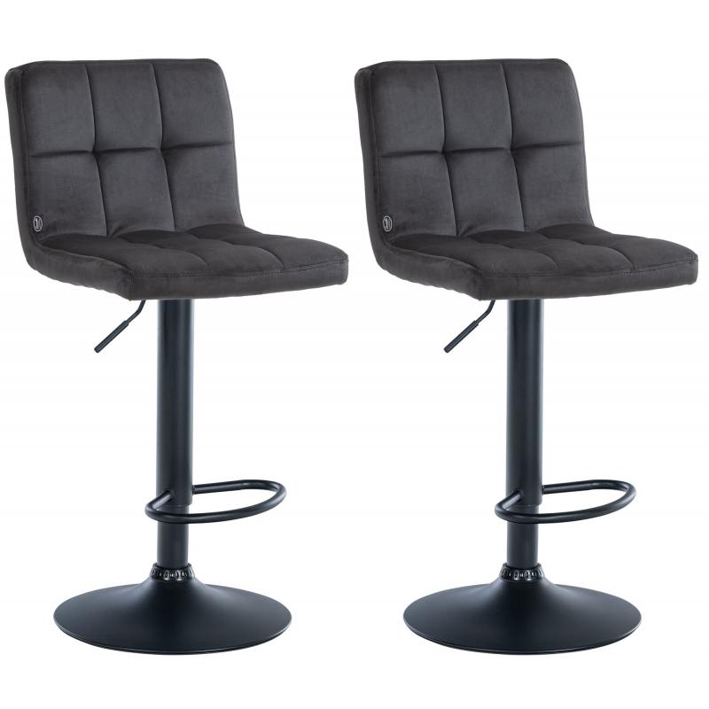 2er Set Barhocker HLO-CP289 Samt schwarz ~ schwarz