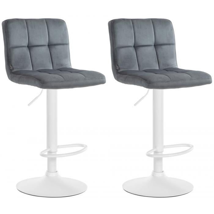 2er Set Barhocker HLO-CP289 Samt wei ~ dunkelgrau