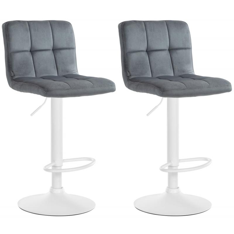 2er Set Barhocker HLO-CP289 Samt wei ~ dunkelgrau