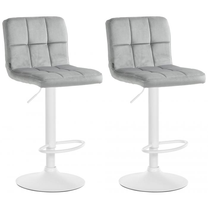 2er Set Barhocker HLO-CP289 Samt wei ~ grau