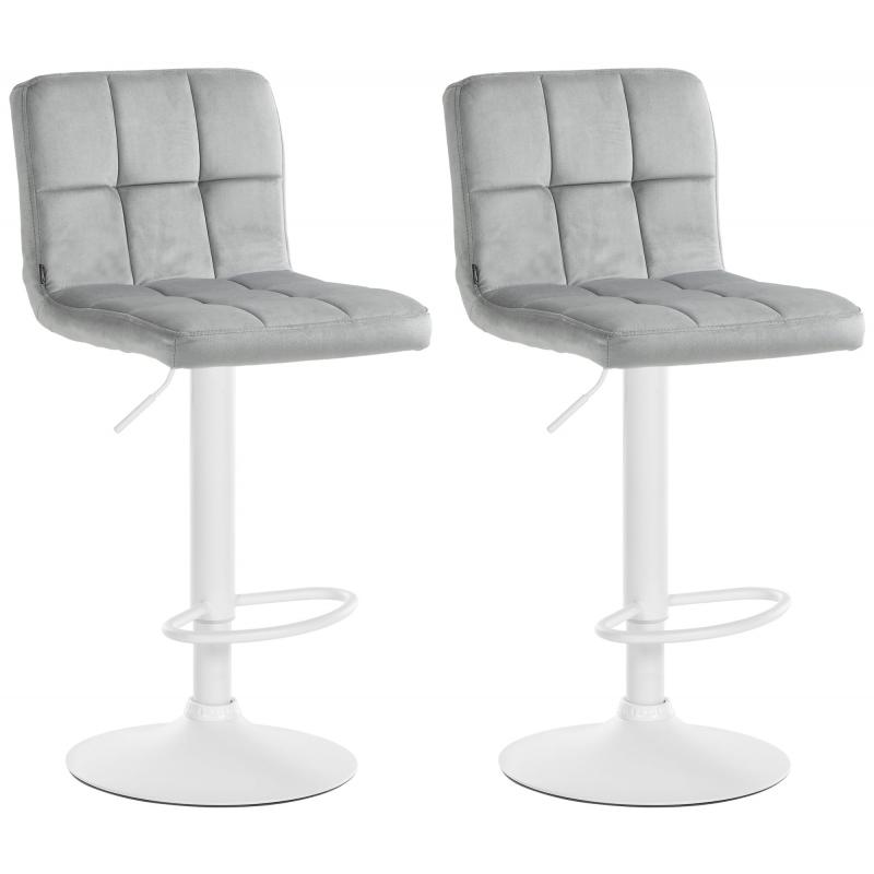 2er Set Barhocker HLO-CP289 Samt wei ~ grau
