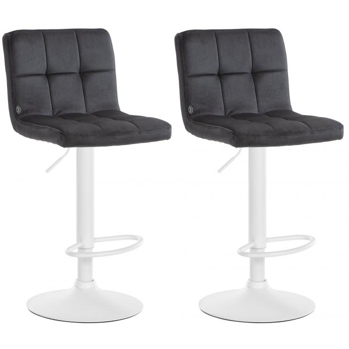 2er Set Barhocker HLO-CP289 Samt wei ~ schwarz