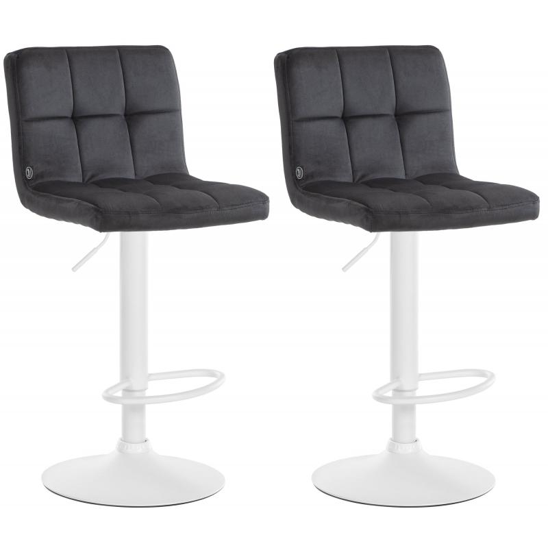 2er Set Barhocker HLO-CP289 Samt wei ~ schwarz