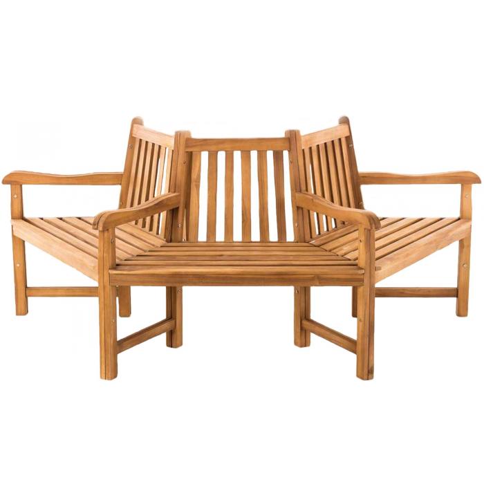 Baumbank HLO-CP25 mit Armlehne halbrund 200 cm ~ teak