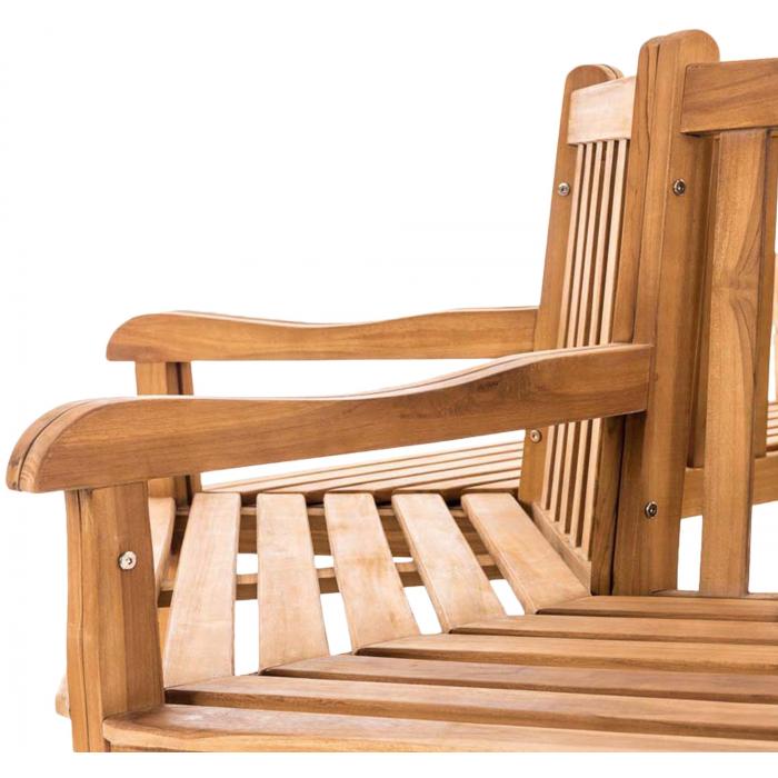 Baumbank HLO-CP25 mit Armlehne halbrund 200 cm ~ teak