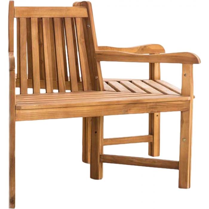 Baumbank HLO-CP25 mit Armlehne halbrund 200 cm ~ teak