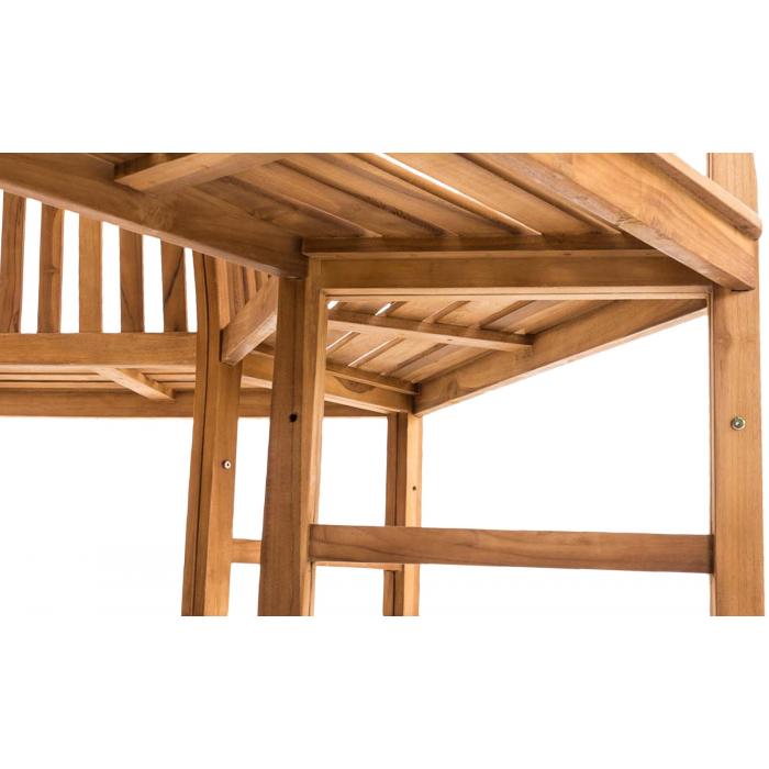 Baumbank HLO-CP25 mit Armlehne halbrund 200 cm ~ teak