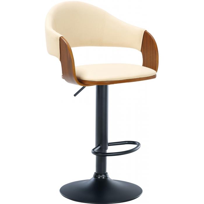2er Set Barhocker HLO-CP283 Kunstleder schwarz ~ walnuss/creme