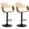2er Set Barhocker HLO-CP283 Kunstleder schwarz ~ walnuss/creme