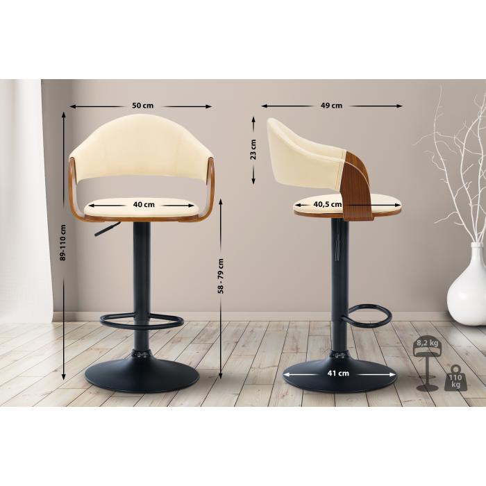 2er Set Barhocker HLO-CP283 Kunstleder schwarz ~ walnuss/creme