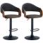 2er Set Barhocker HLO-CP283 Kunstleder schwarz ~ walnuss/schwarz