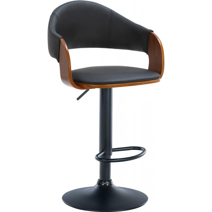 2er Set Barhocker HLO-CP283 Kunstleder schwarz ~ walnuss/schwarz