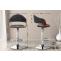 2er Set Barhocker HLO-CP283 Kunstleder chrom ~ walnuss/schwarz