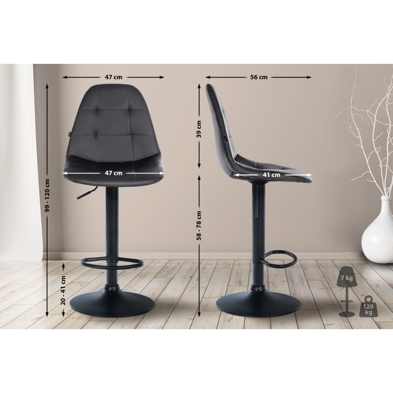 Barhocker HLO-CP316 Kunstleder B ~ schwarz