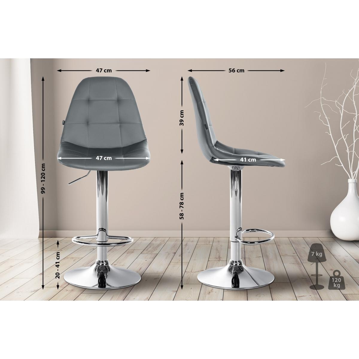 Barhocker HLO-CP316 Kunstleder C ~ grau