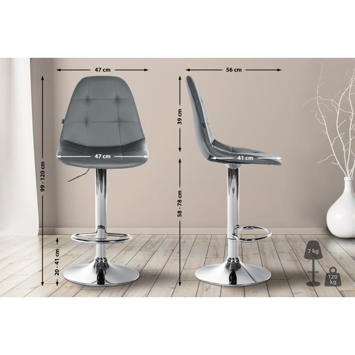 Barhocker HLO-CP316 Kunstleder C ~ grau